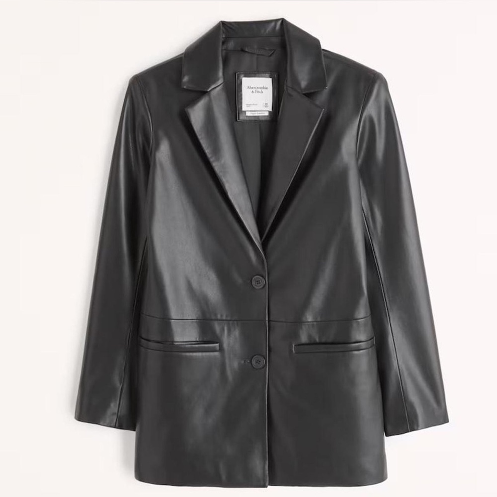 Abercrombie Black Faux Leather‎ Blazer
